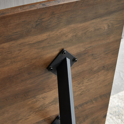 Modern Minimalist Style Dining Table MDF wooden Top Black Metal Shelf Metal Heat Transfer Legs Leveling Feet For Dining  image 8
