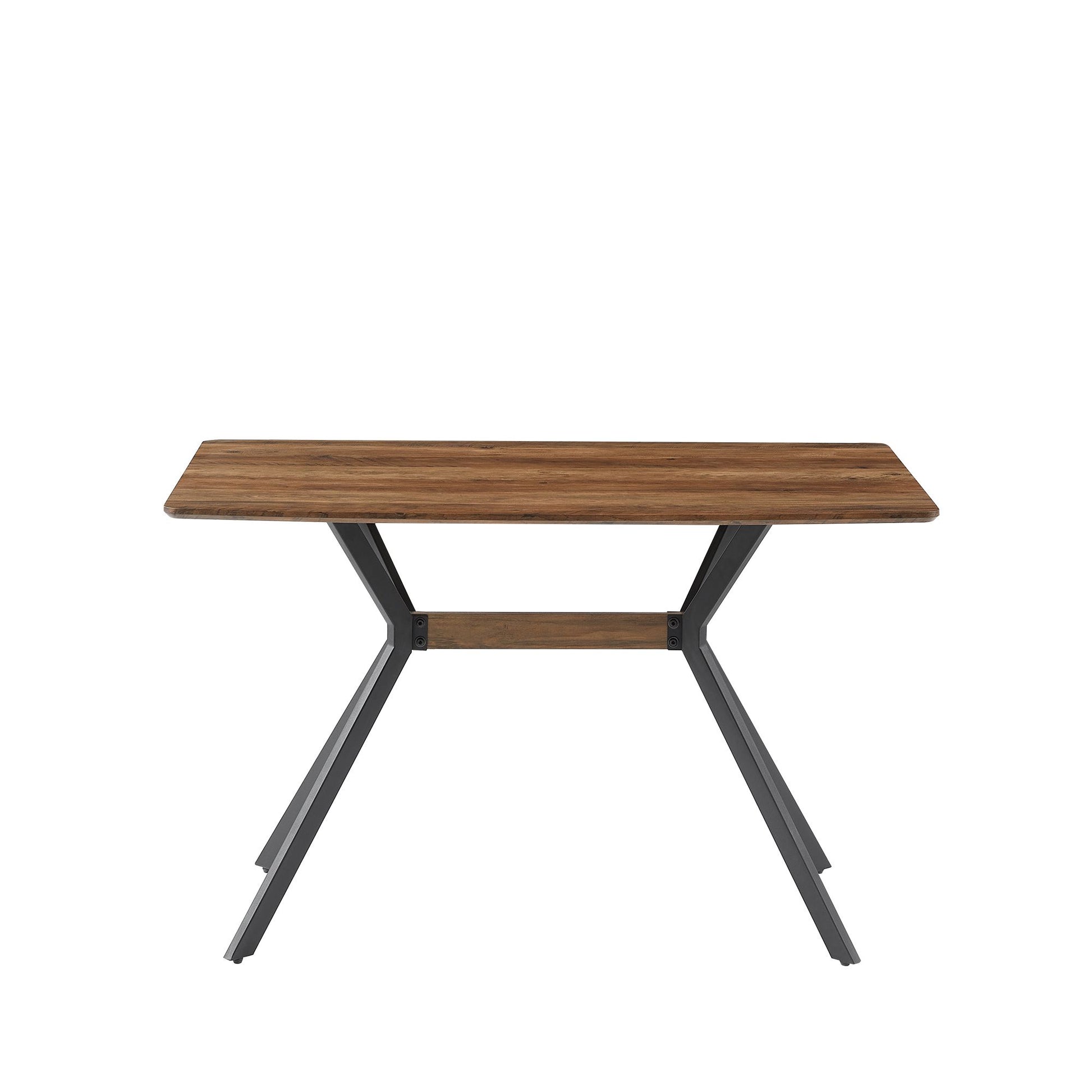 Modern Minimalist Style Dining Table MDF wooden Top Black Metal Shelf Metal Heat Transfer Legs Leveling Feet For Dining  image 12