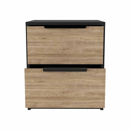 Modern Nightstand 19" H, Two Drawers, Black / Pine image 4