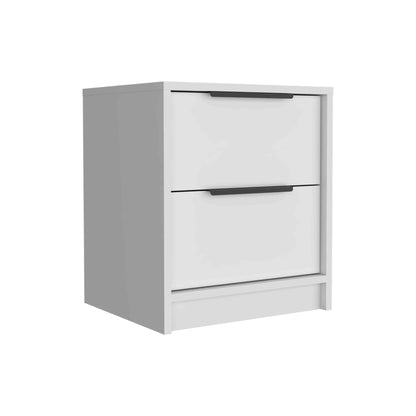 Modern Nightstand 19" H, Two Drawers, White image 4