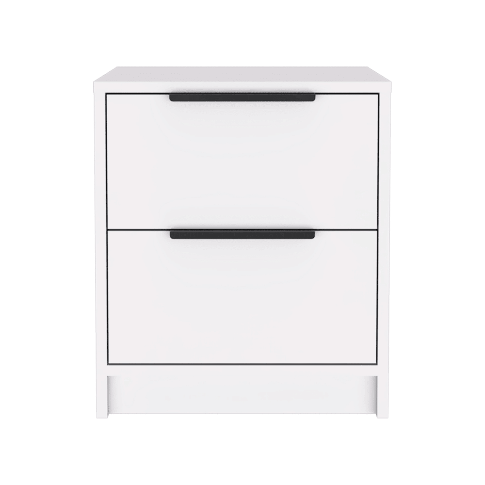 Modern Nightstand 19" H, Two Drawers, White image 3