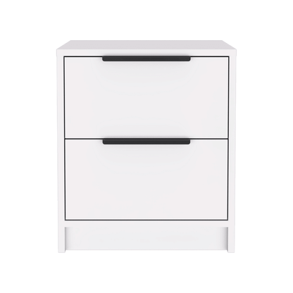 Modern Nightstand 19" H, Two Drawers, White image 3
