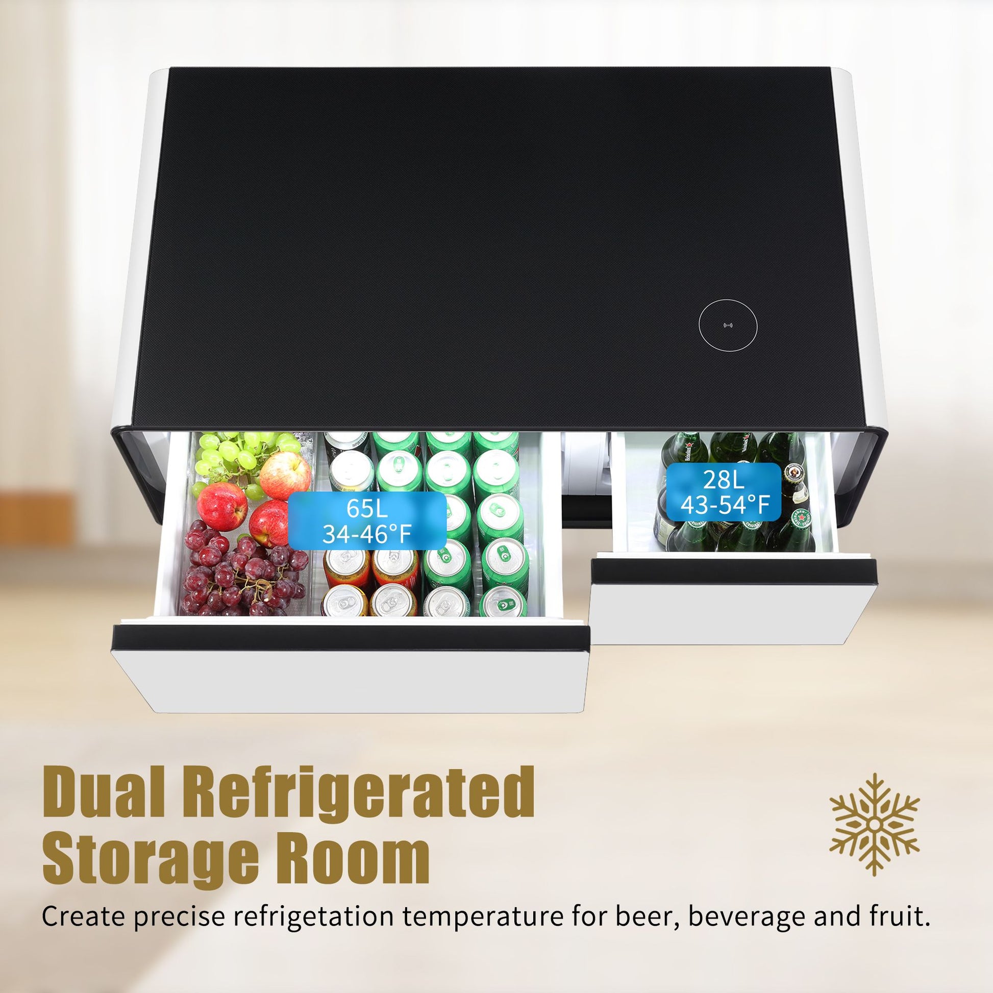 Modern Smart mini Coffee Table with Built in Fridge;  Outlet protection; Wireless charging module; Mechanical temperatur image 15