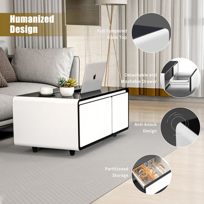 Modern Smart mini Coffee Table with Built in Fridge;  Outlet protection; Wireless charging module; Mechanical temperatur image 20