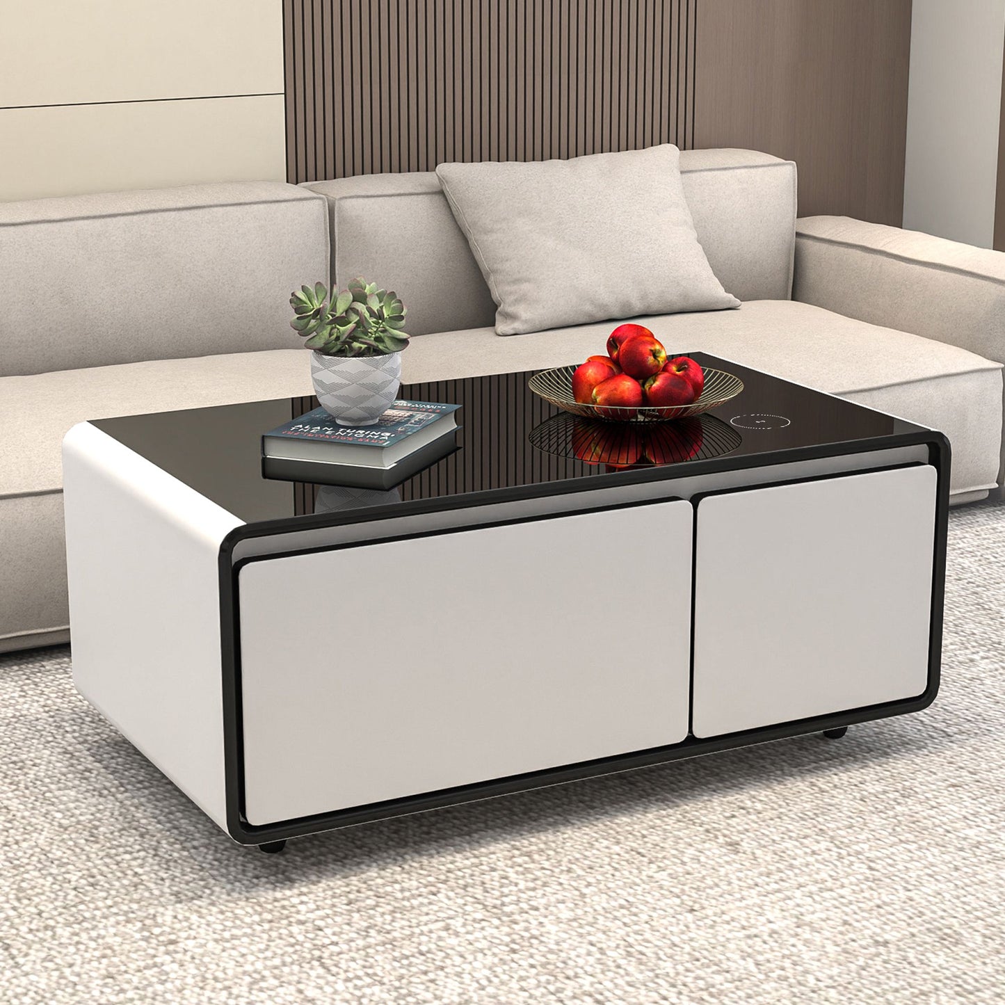 Modern Smart mini Coffee Table with Built in Fridge;  Outlet protection; Wireless charging module; Mechanical temperatur image 14
