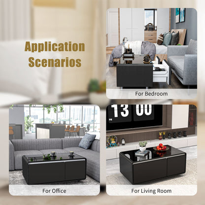 Modern Smart mini Coffee Table with Built in Fridge;  Outlet protection; Wireless charging module; Mechanical temperatur image 7