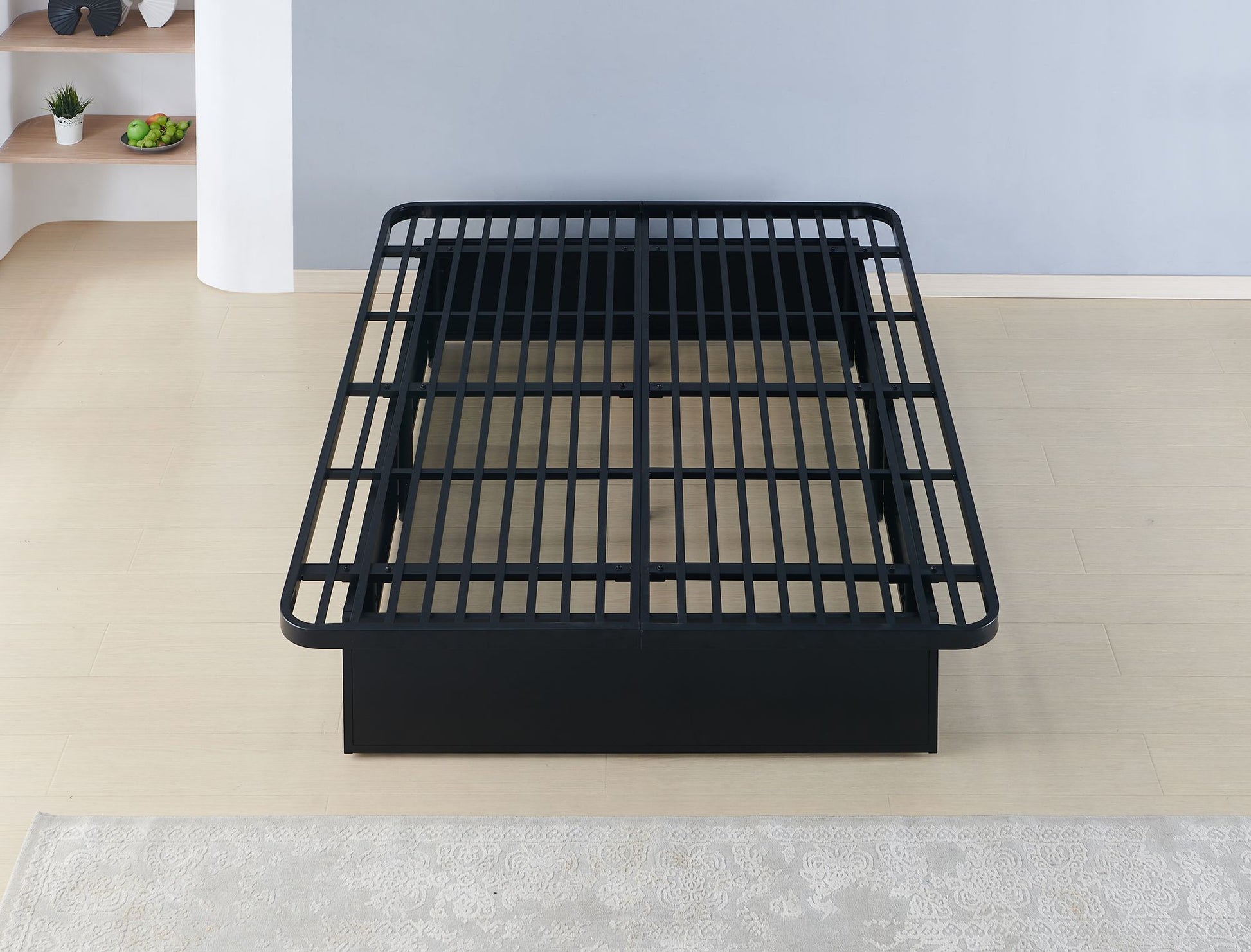 Modern Style Heavy Duty Queen Size Platform Bed Frame made with Metal and16 Inch height in Black image 1