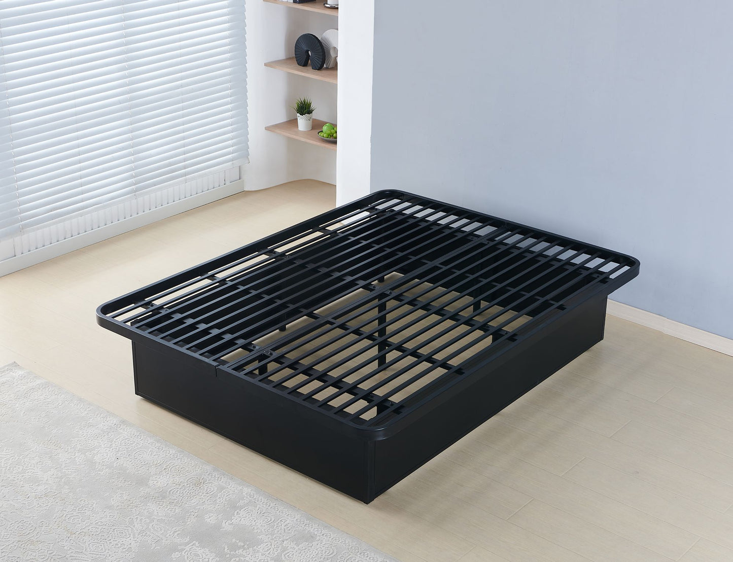 Modern Style Heavy Duty Queen Size Platform Bed Frame made with Metal and16 Inch height in Black image 2