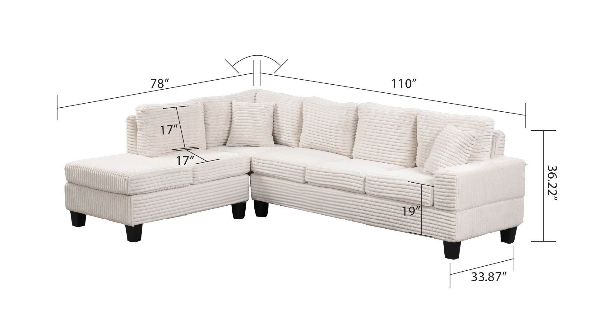Modern Style Recliner Sectional Sofa Made With Wood in Cream image 2
