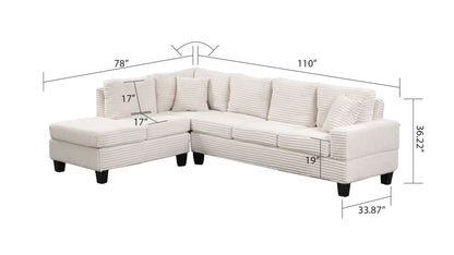 Modern Style Recliner Sectional Sofa Made With Wood in Cream image 2
