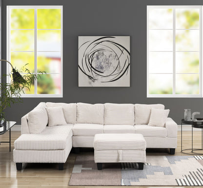 Modern Style Recliner Sectional Sofa Made With Wood in Cream image 1