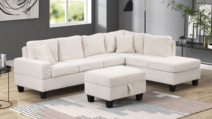 Modern Style Recliner Sectional Sofa Made With Wood in Cream image 4
