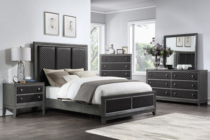 Modern Styling Bedroom 1pc Nightstand of 2 Drawers Faux Leather Upholstered Gray Classic Design Wooden Furniture image 6
