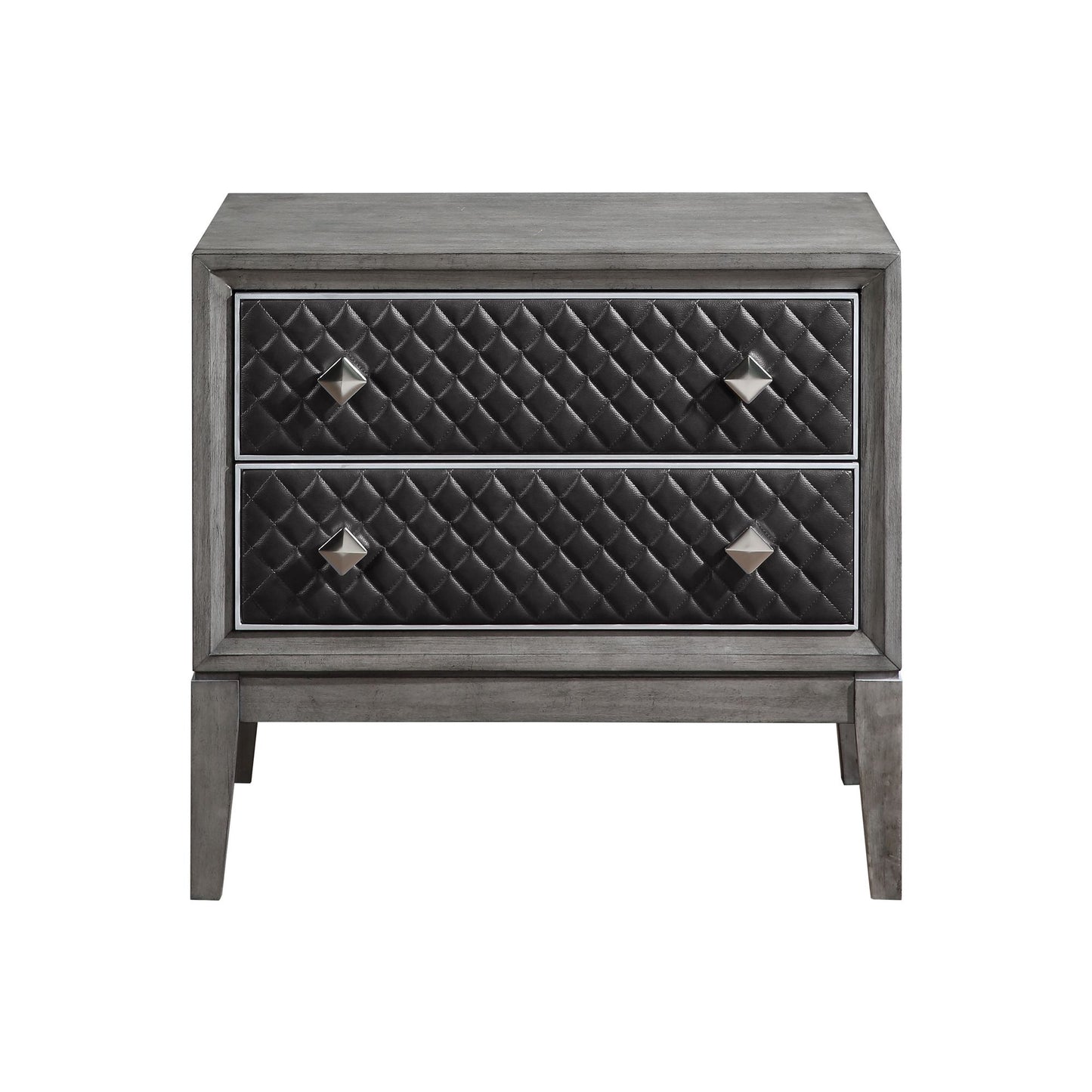 Modern Styling Bedroom 1pc Nightstand of 2 Drawers Faux Leather Upholstered Gray Classic Design Wooden Furniture image 2
