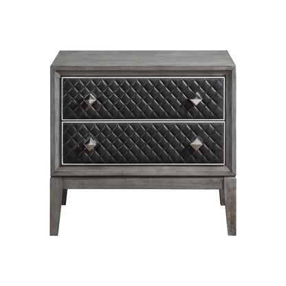Modern Styling Bedroom 1pc Nightstand of 2 Drawers Faux Leather Upholstered Gray Classic Design Wooden Furniture image 2