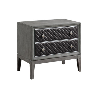 Modern Styling Bedroom 1pc Nightstand of 2 Drawers Faux Leather Upholstered Gray Classic Design Wooden Furniture image 3