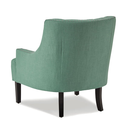 Modern Traditional Accent Chair Button Tufted Teal Textured Fabric Upholstery Solid Wood 1pc Living Room Furniture image 5