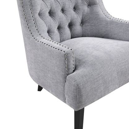 Modern Traditional Accent Chair Gray Chenille Upholstery Button-Tufted Solid Wood 1pc Living Room Furniture image 3