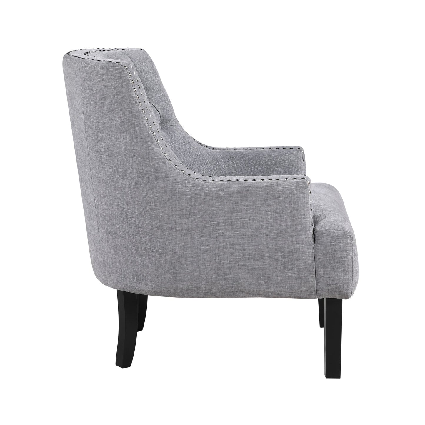 Modern Traditional Accent Chair Gray Chenille Upholstery Button-Tufted Solid Wood 1pc Living Room Furniture image 5