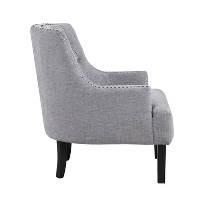 Modern Traditional Accent Chair Gray Chenille Upholstery Button-Tufted Solid Wood 1pc Living Room Furniture image 5