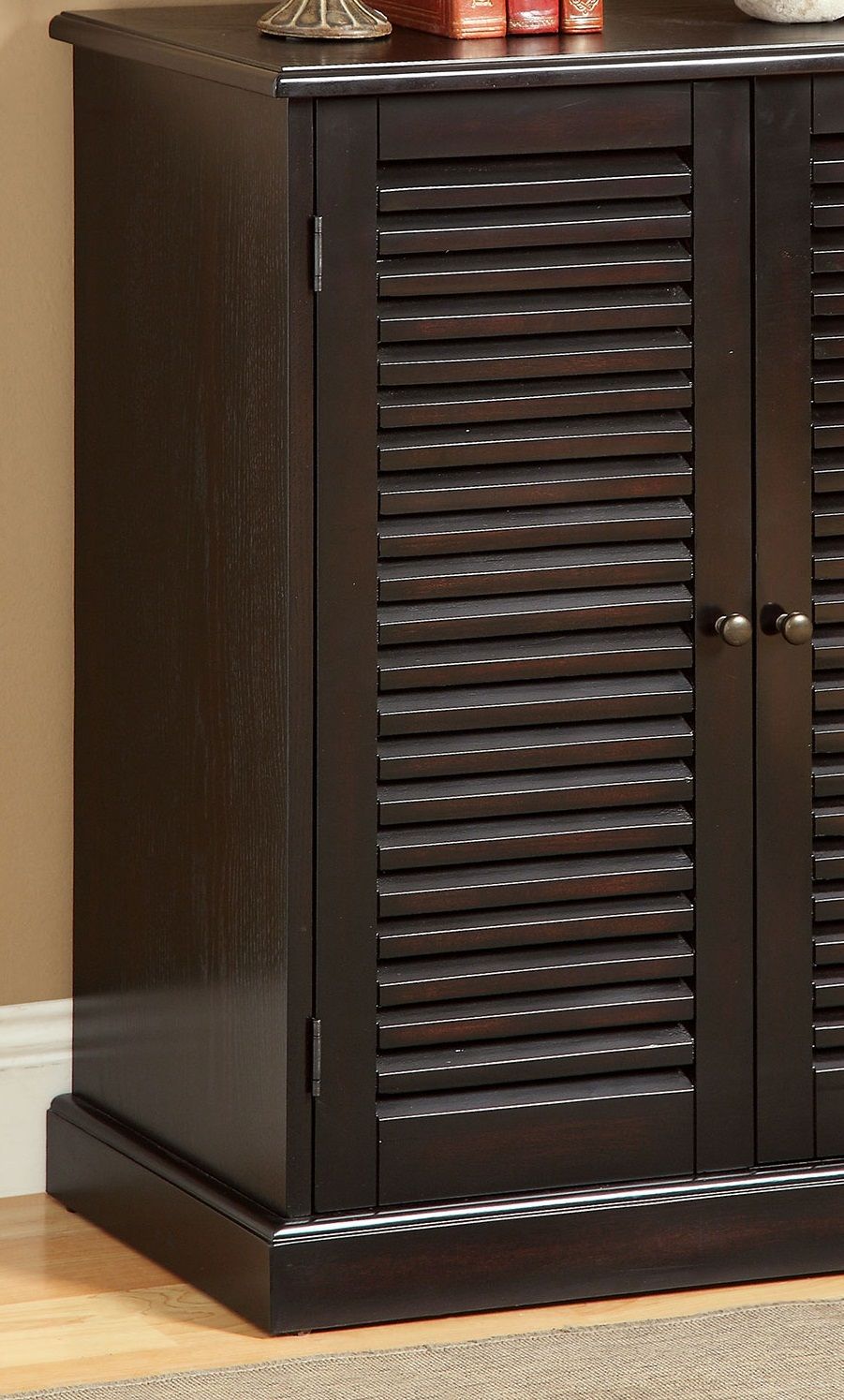 Modern Transitional Design 1pc Shoe Cabinet Espresso Finish Adjustable Shelves Louver Design Doors Home Furniture Shoe R image 7