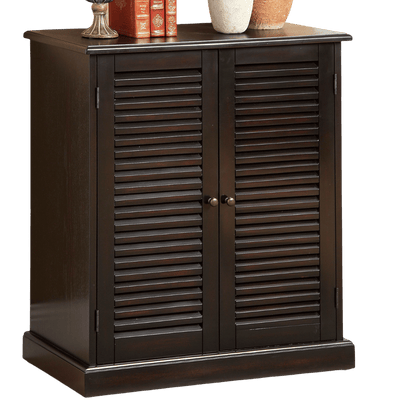 Modern Transitional Design 1pc Shoe Cabinet Espresso Finish Adjustable Shelves Louver Design Doors Home Furniture Shoe R image 2