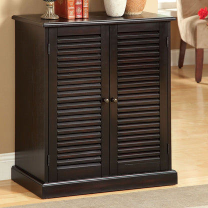 Modern Transitional Design 1pc Shoe Cabinet Espresso Finish Adjustable Shelves Louver Design Doors Home Furniture Shoe R image 1
