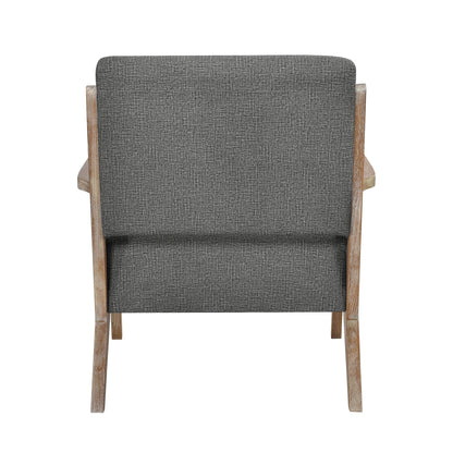 Modern Tufted Back Accent Chair 1pc Dark Gray Upholstery Antique Finish Solid Rubberwood Unique Design Furniture image 6