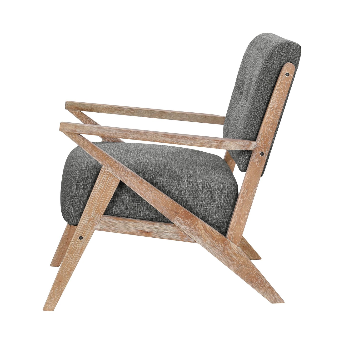 Modern Tufted Back Accent Chair 1pc Dark Gray Upholstery Antique Finish Solid Rubberwood Unique Design Furniture image 4