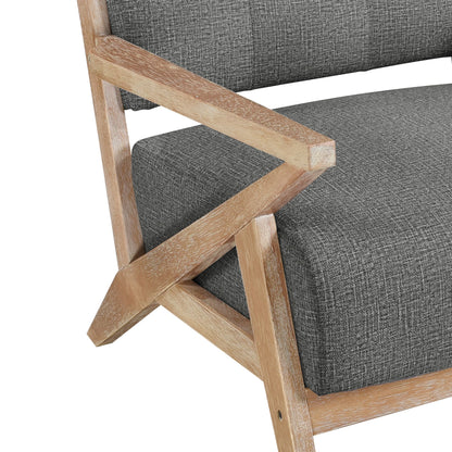 Modern Tufted Back Accent Chair 1pc Dark Gray Upholstery Antique Finish Solid Rubberwood Unique Design Furniture image 3