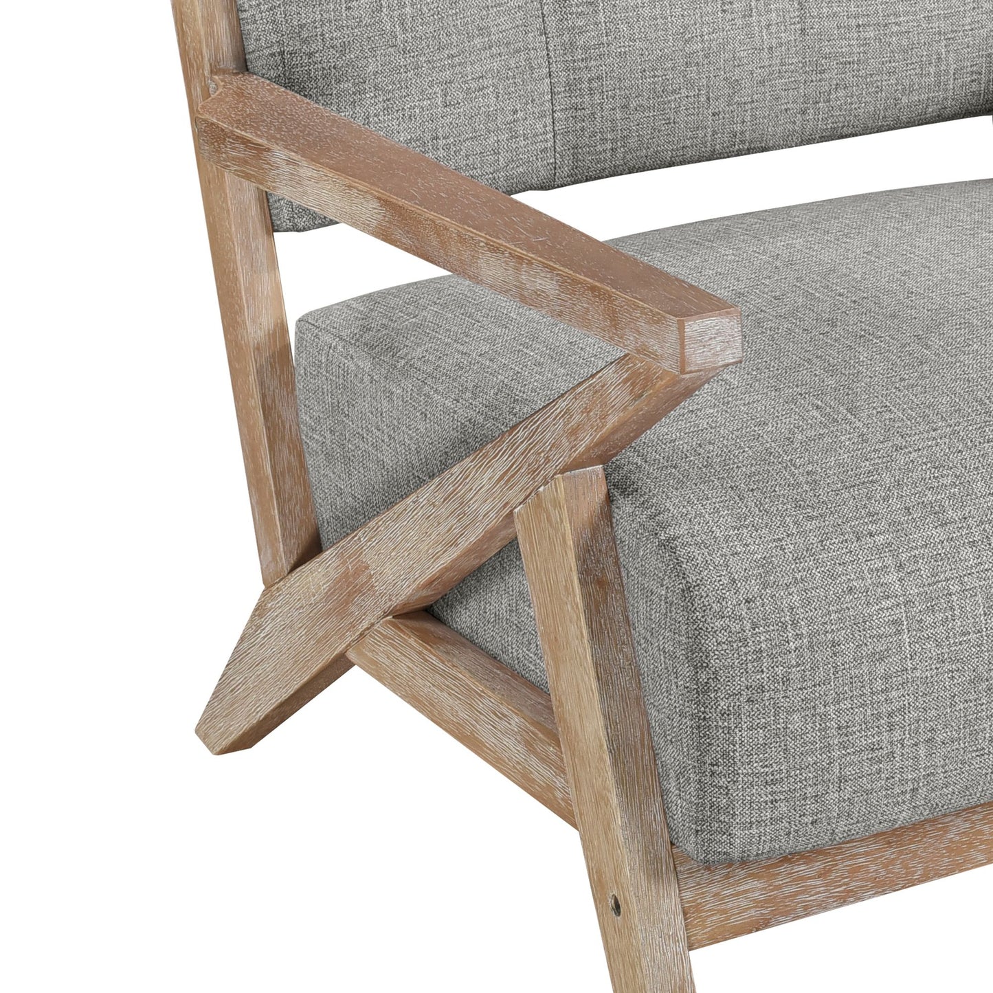 Modern Tufted Back Accent Chair 1pc Gray Upholstery Antique Finish Solid Rubberwood Unique Design Furniture image 3