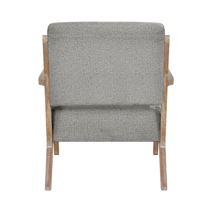 Modern Tufted Back Accent Chair 1pc Gray Upholstery Antique Finish Solid Rubberwood Unique Design Furniture image 6
