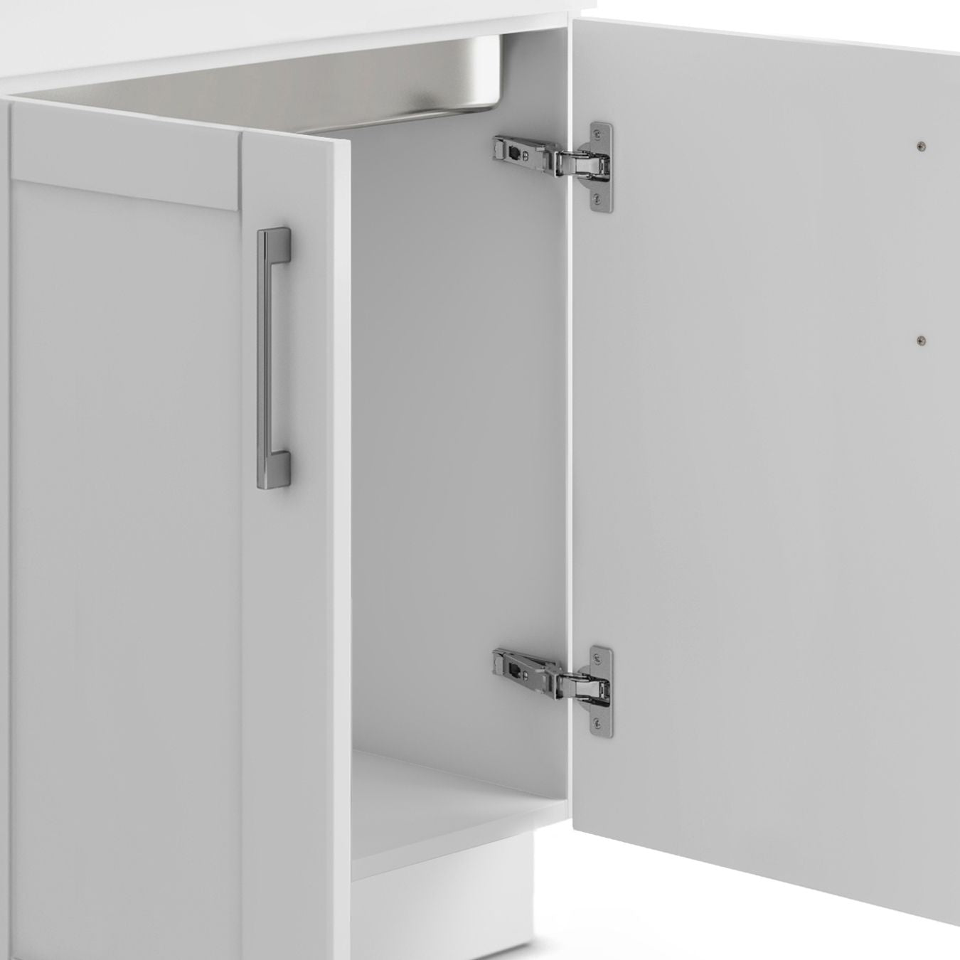 Modern Wide Shaker - 28" Laundry Cabinet with Faucet and Stainless Steel Sink - White image 5