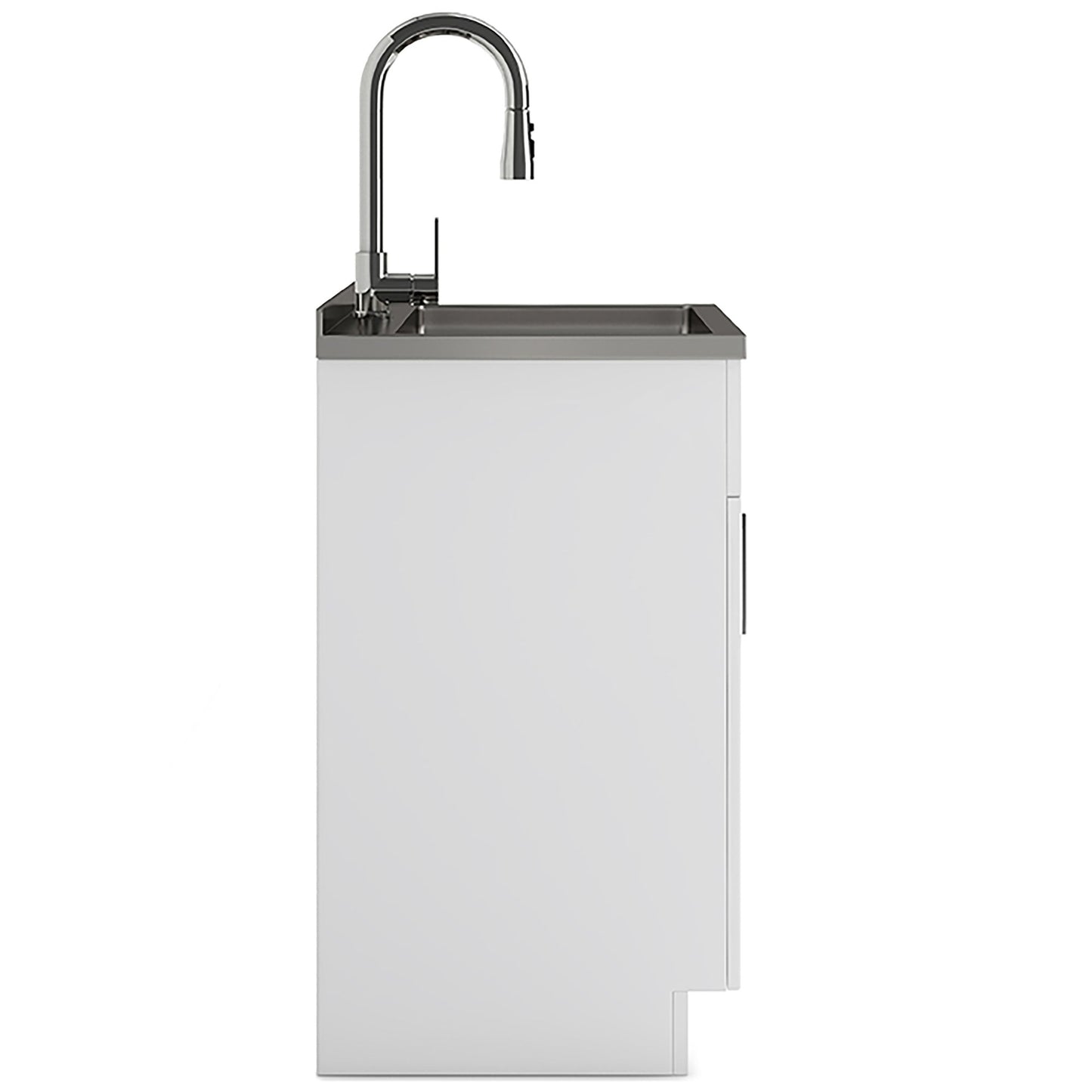 Modern Wide Shaker - 28" Laundry Cabinet with Faucet and Stainless Steel Sink - White image 3