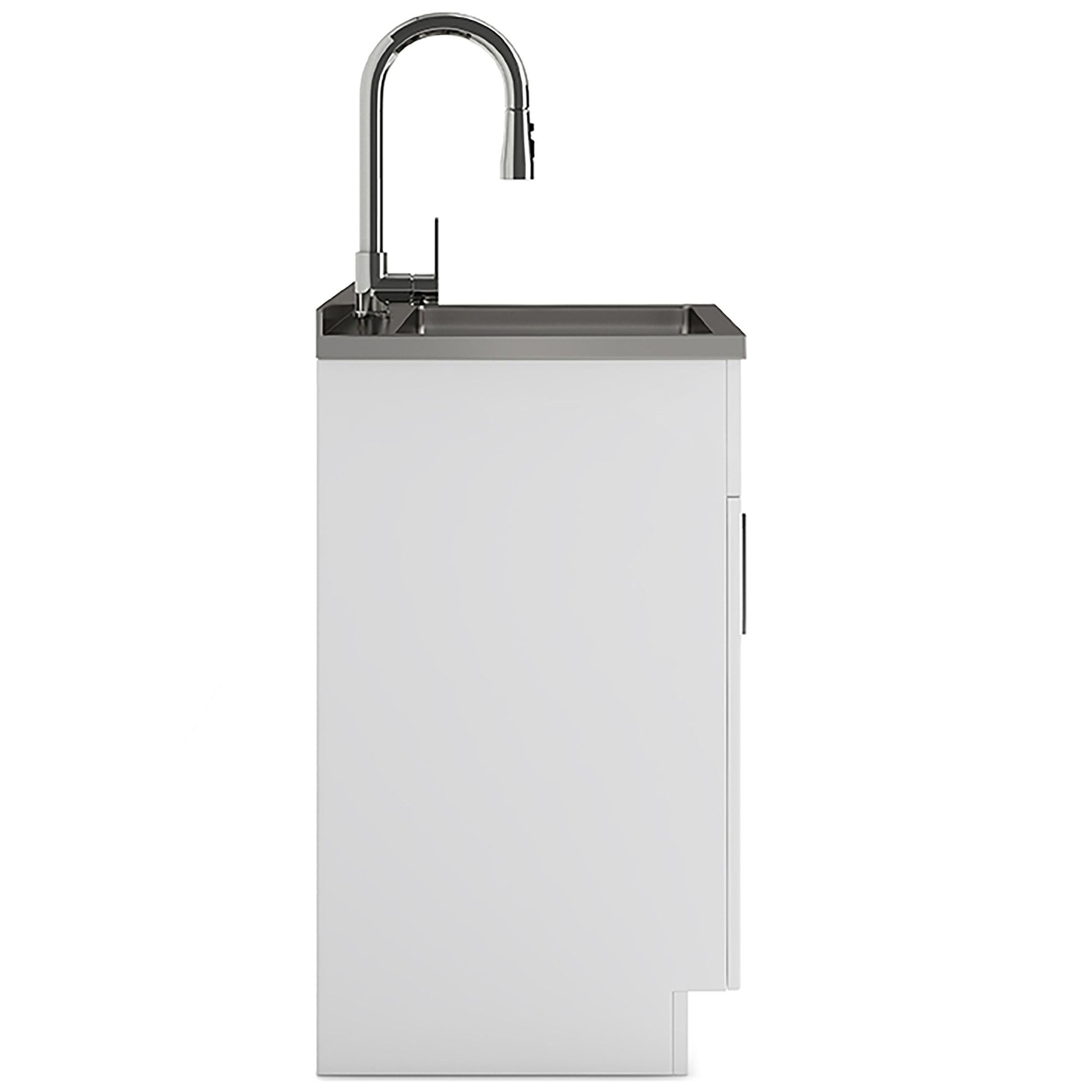 Modern Wide Shaker - 28" Laundry Cabinet with Faucet and Stainless Steel Sink - White image 3