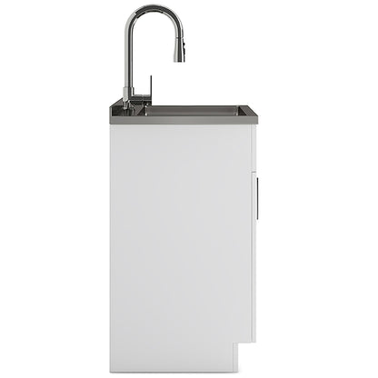 Modern Wide Shaker - 28" Laundry Cabinet with Faucet and Stainless Steel Sink - White image 3