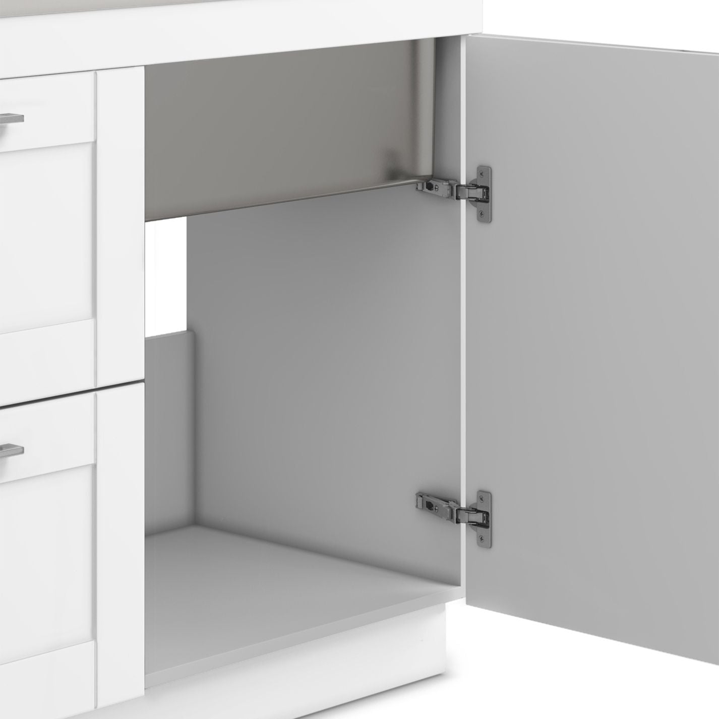 Modern Wide Shaker - 46" Laundry Cabinet with Faucet and Stainless Steel Sink - White image 5