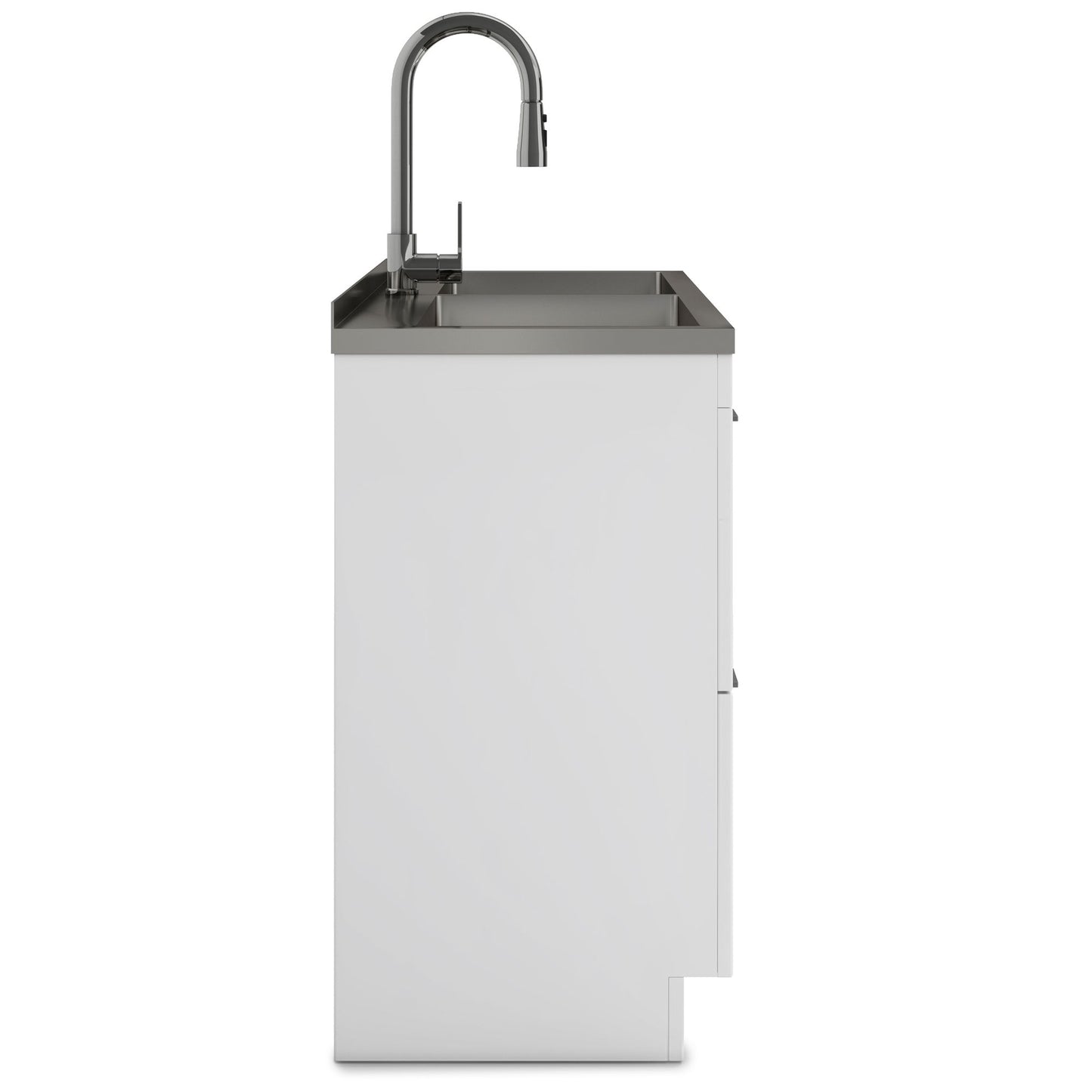 Modern Wide Shaker - 46" Laundry Cabinet with Faucet and Stainless Steel Sink - White image 3