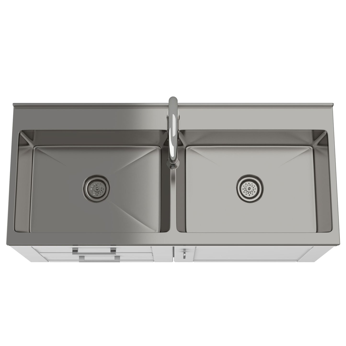 Modern Wide Shaker - 46" Laundry Cabinet with Faucet and Stainless Steel Sink - White image 2