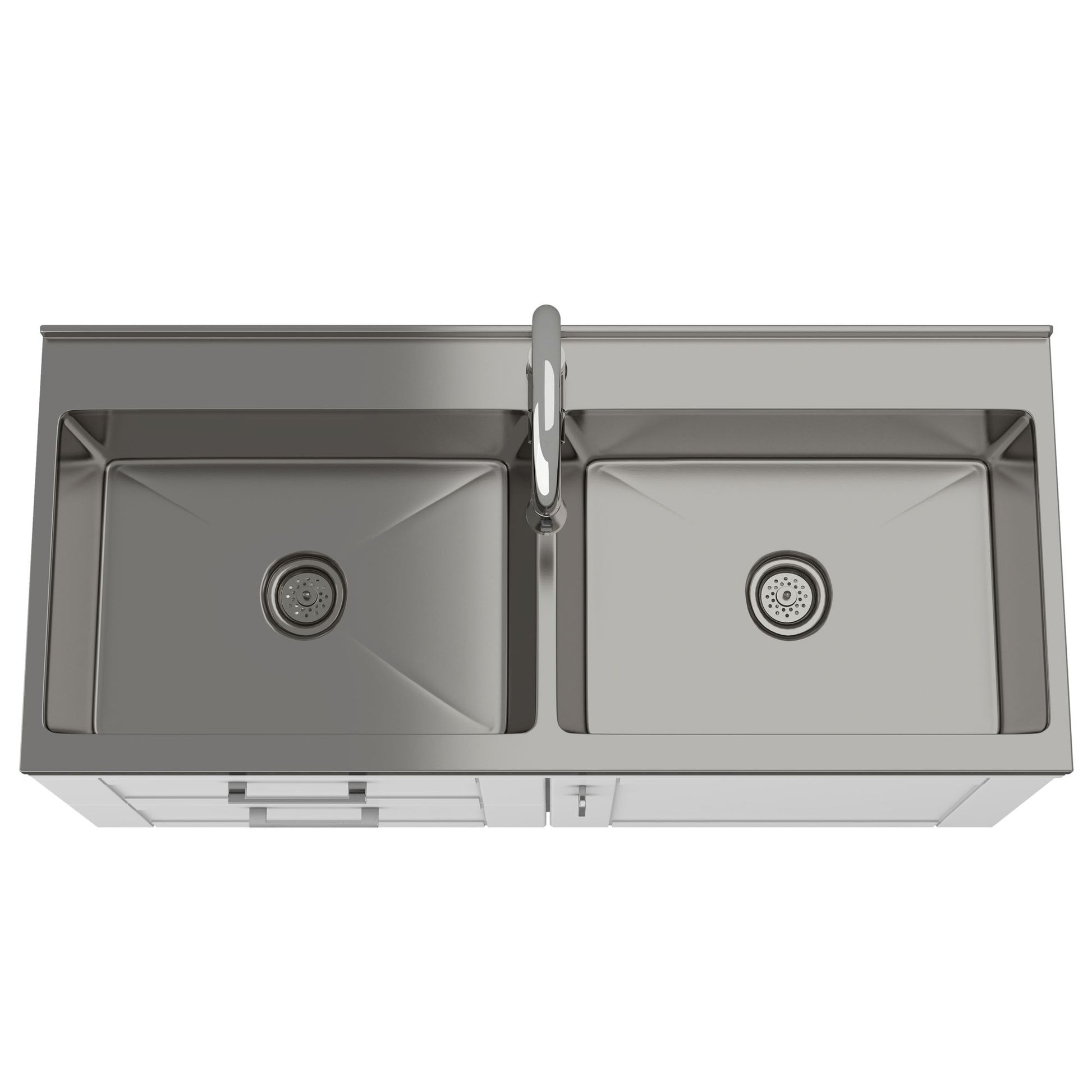 Modern Wide Shaker - 46" Laundry Cabinet with Faucet and Stainless Steel Sink - White image 2