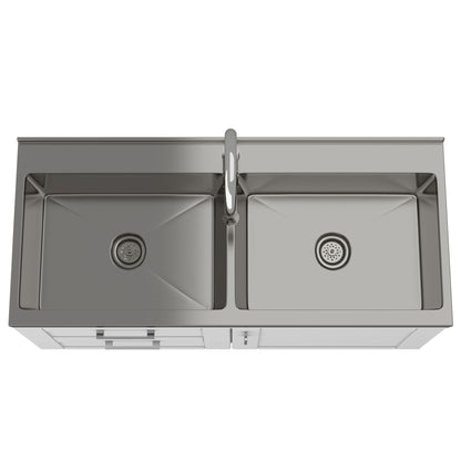 Modern Wide Shaker - 46" Laundry Cabinet with Faucet and Stainless Steel Sink - White image 2