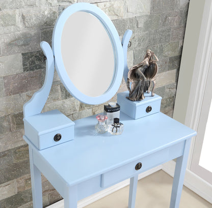 Moniys Wood Moniya Makeup Vanity Table and Stool Set, Blue image 2