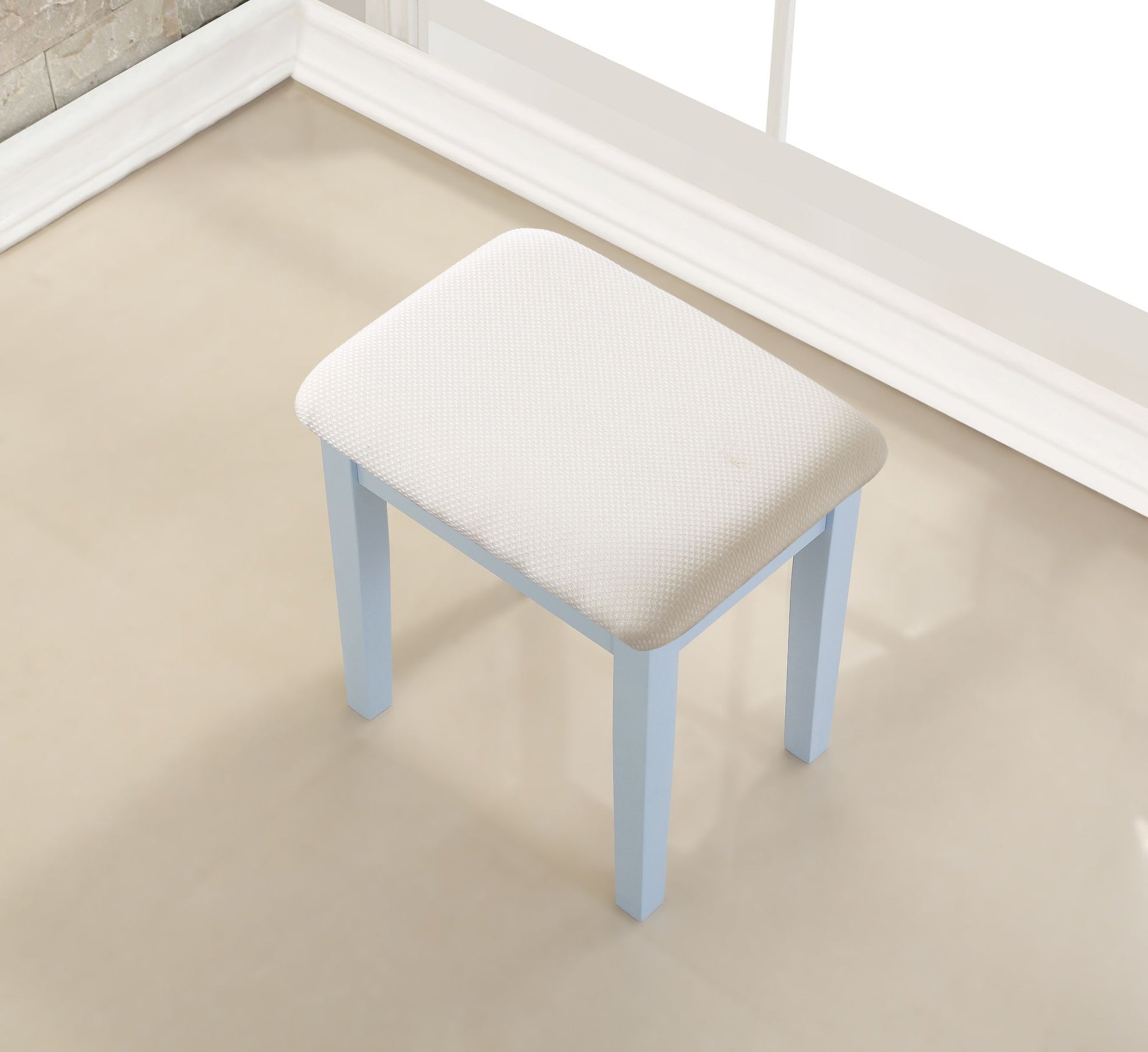 Moniys Wood Moniya Makeup Vanity Table and Stool Set, Blue image 3