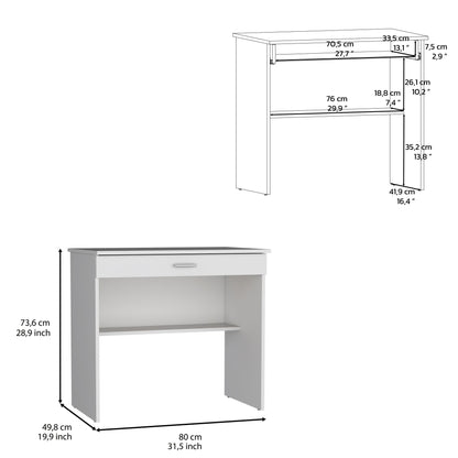 Montana Storage Desk, Spacious Stylish with Drawer and Shelf, White image 7