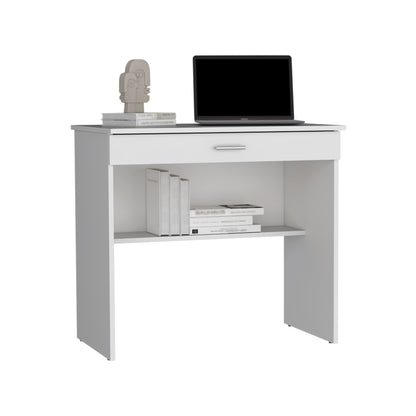 Montana Storage Desk, Spacious Stylish with Drawer and Shelf, White image 5