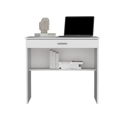 Montana Storage Desk, Spacious Stylish with Drawer and Shelf, White image 6
