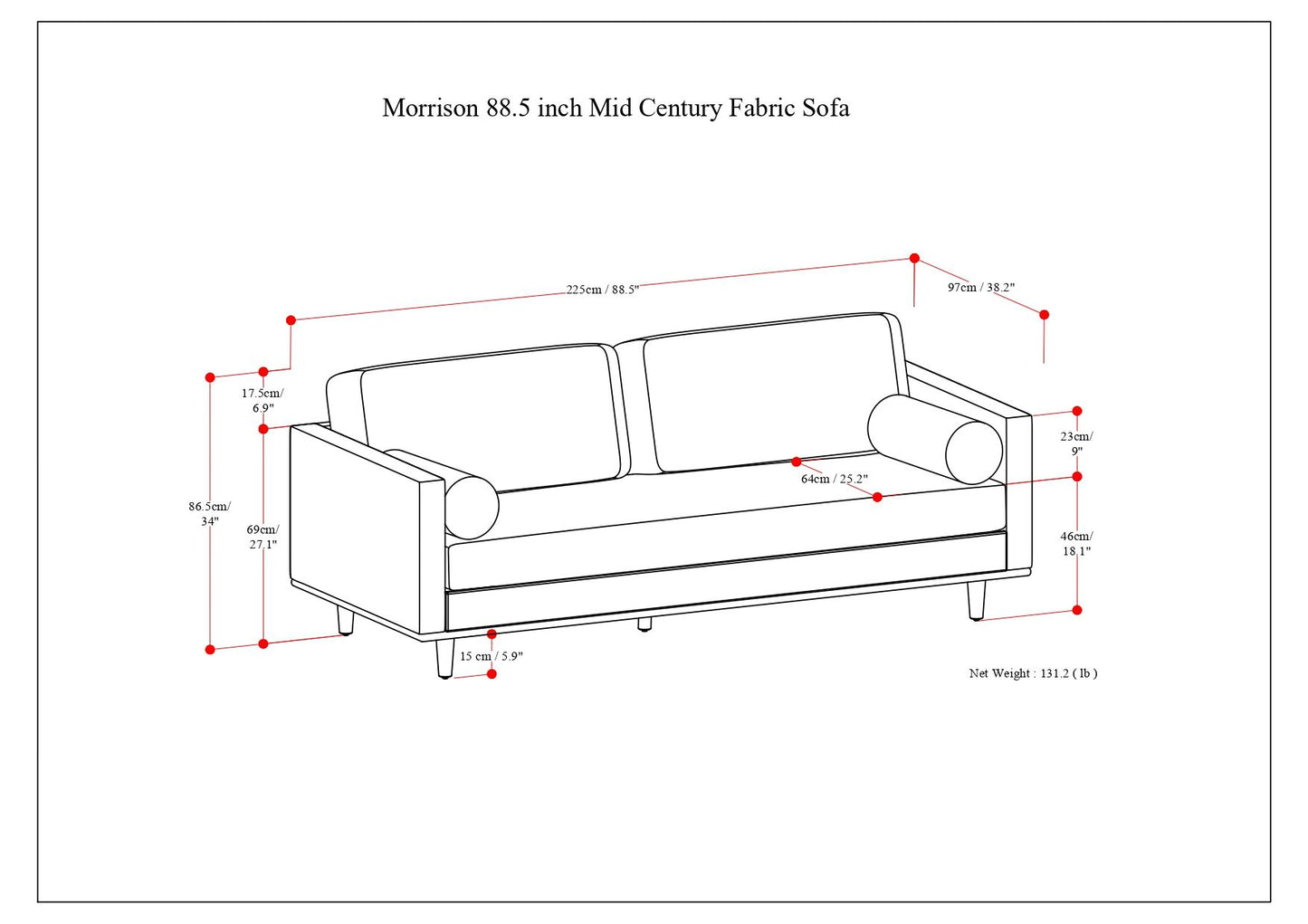 Morrison - 89" Sofa - Mist Grey image 11