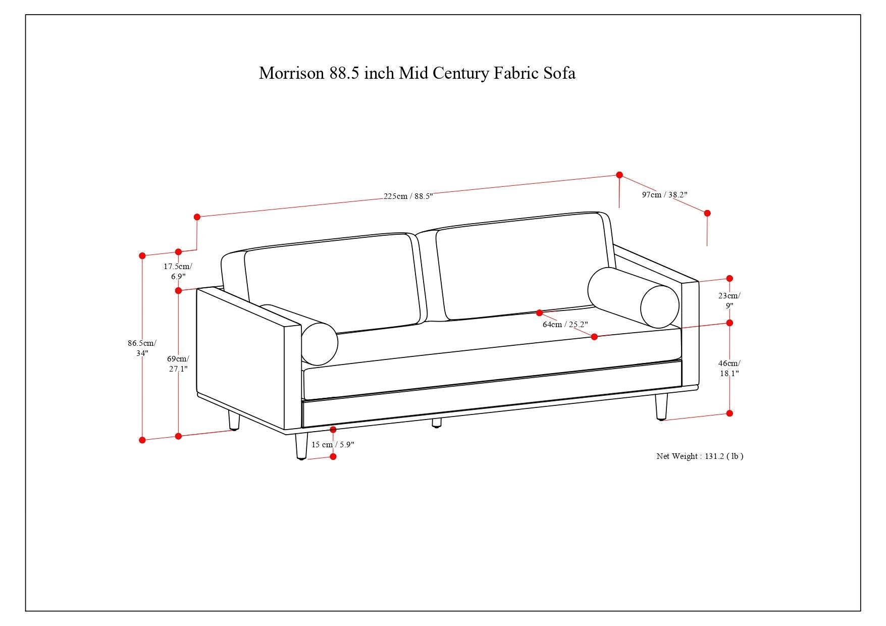 Morrison - 89" Sofa - Mist Grey image 11