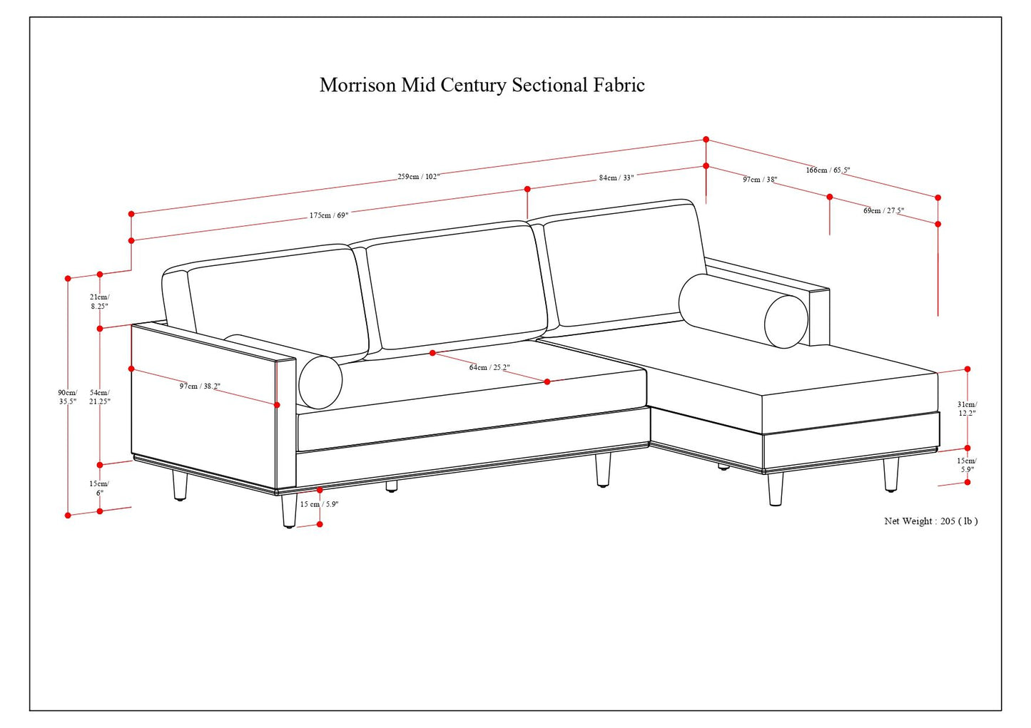 Morrison - Right Sectional Sofa - Mist Grey image 11