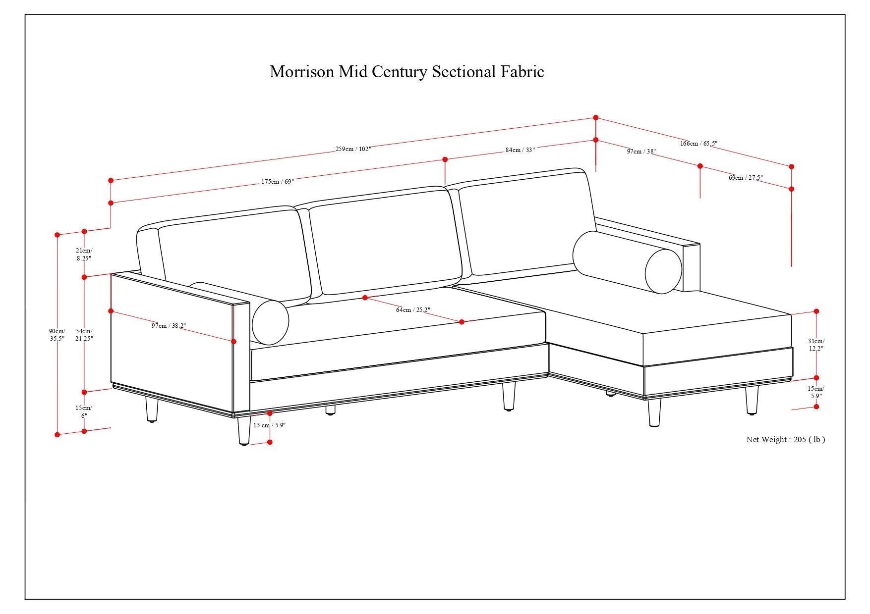 Morrison - Right Sectional Sofa - Mist Grey image 11